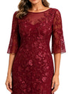ChicSew Elegant Illusion Half Sleeve Lace Applique Chiffon Mother Of The Groom Dress