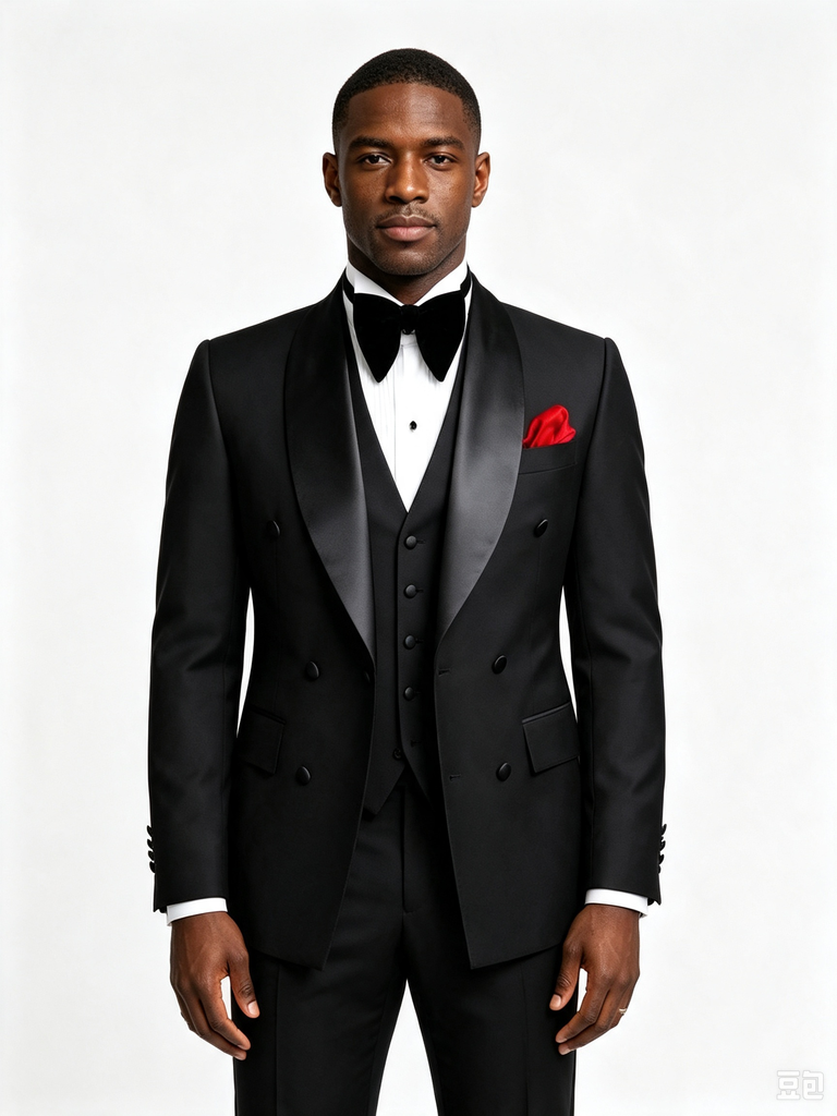Classic 3 Piece Black Men's Suit with Regular Fit and Sophisticated Peak Lapel