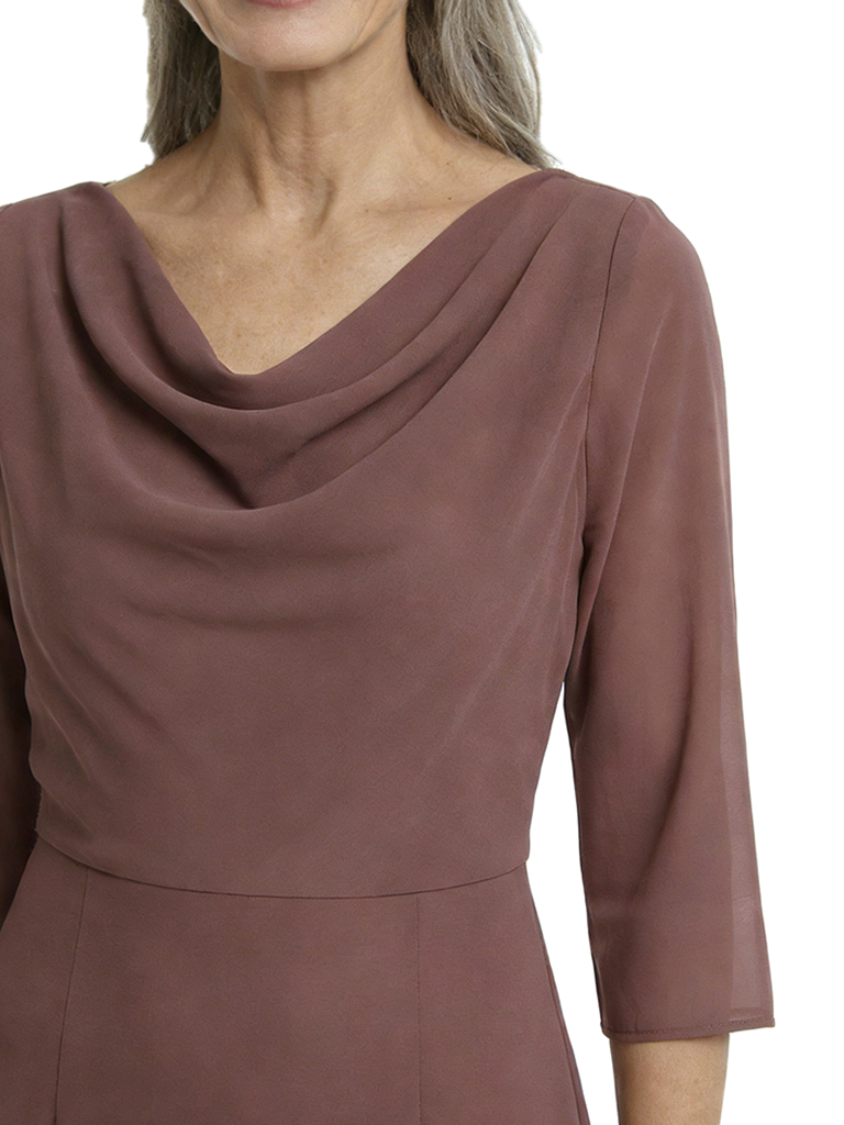 ChicSew Cowl Long Sleeve Knee Length Chiffon Sheath Romantic Mom Of The Groom Dresses