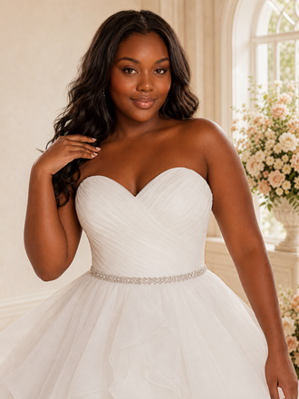 ChicSew Elegant Sweetheart Rhinestone Tulle A-Line Long Maxi Wedding Dress