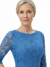 ChicSew Elegant Jewel 3/4 Sleeves Sheath Mother Of The Bride Gown Lace Tulle Overlay