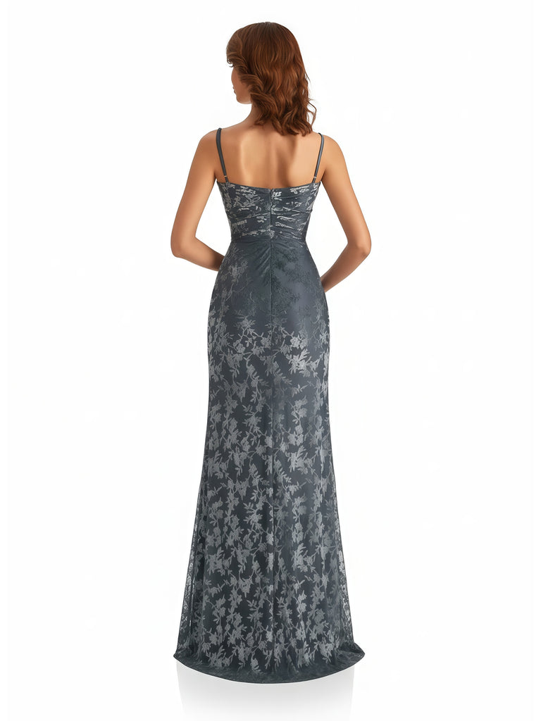 Elegant V-Neck Floral Burnout Velvet Long Formal Evening Gown Dresses Side Slit