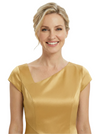 Chicsew Elegant Cap Sleeves Tea-Length Satin A-Line Mother of The Bride Dresses