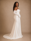 ChicSew Classy Elegant Sweetheart Satin Ruched Mermaid Long Wedding Dress