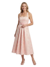 Chicsew Square Sleeveless Floral Jacquard Midi Length Belted Detail Modern Mother of the Bride Dresses