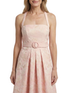 Chicsew Square Sleeveless Floral Jacquard Midi Length Belted Detail Modern Mother of the Bride Dresses