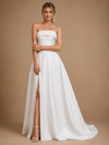 ChicSew Fancy Strapless Side Slit A-line Satin Floor-Length Wedding Dress