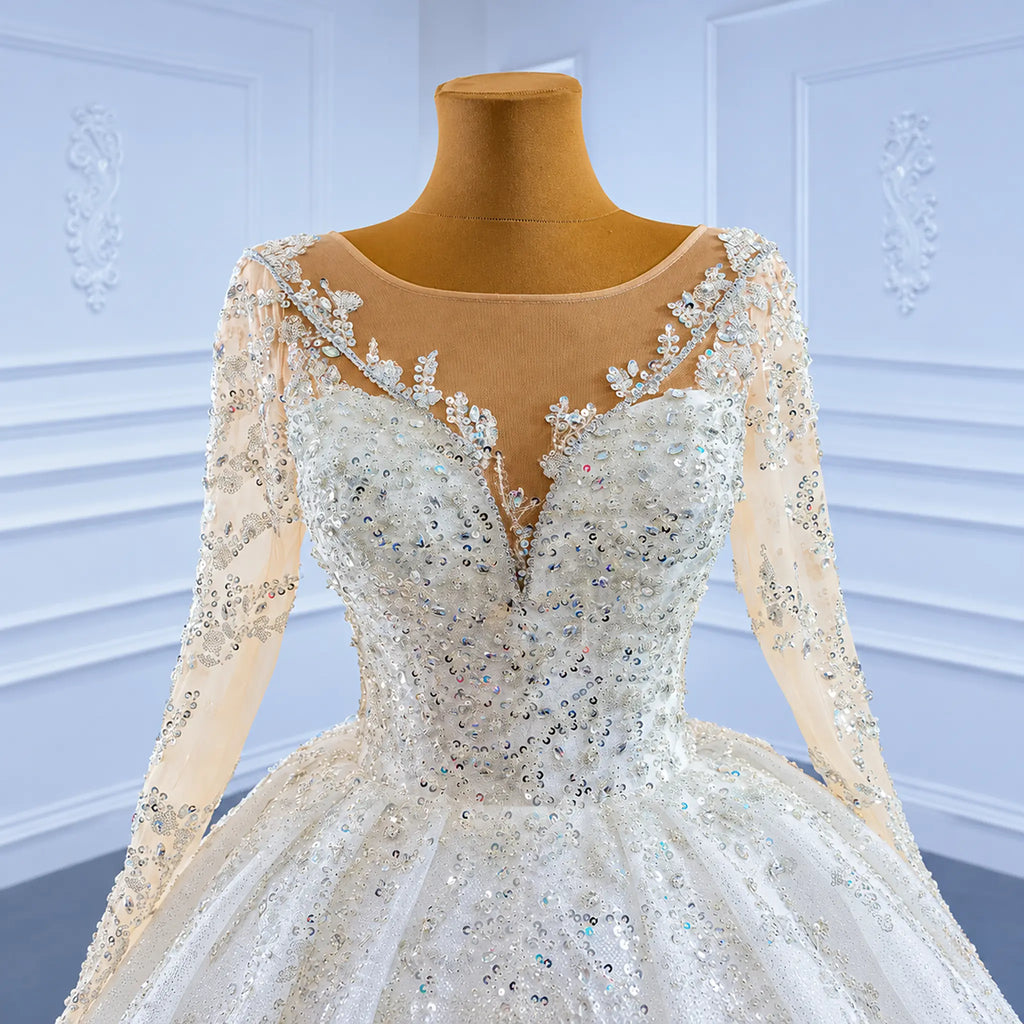 ChicSew Luxurious Long Sleeves Ball Gown Wedding Dress With Sequin