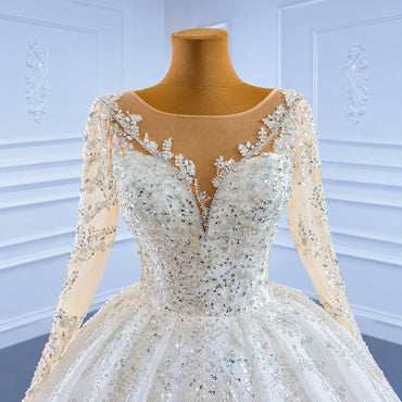 ChicSew Luxurious Long Sleeves Ball Gown Wedding Dress With Sequin