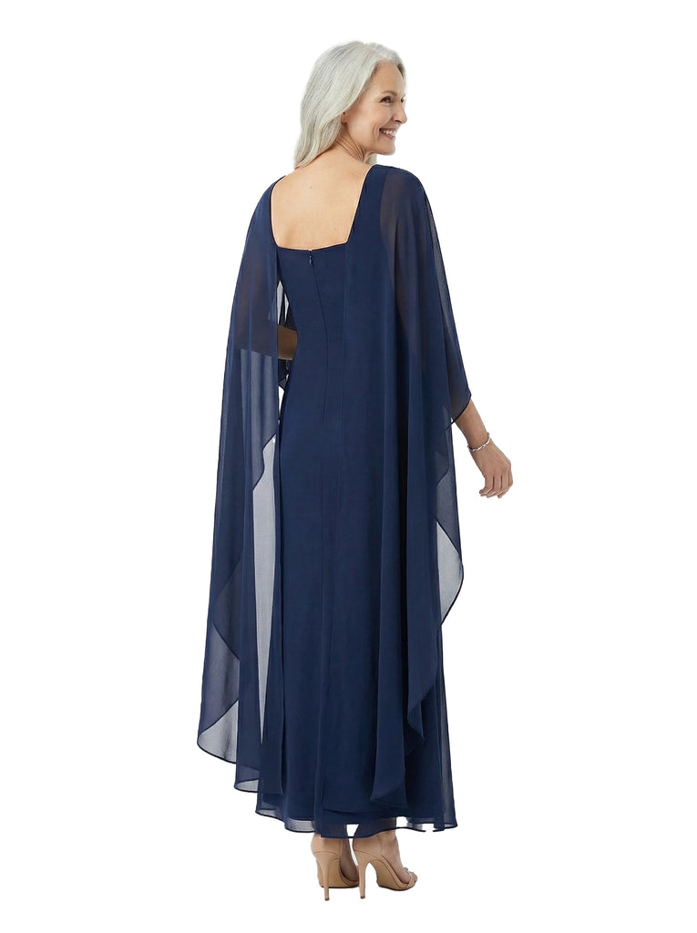 ChicSew Jewel Side Slit Overlay Layered Chiffon Floor-Length Casual Mother of the Bride Dresses