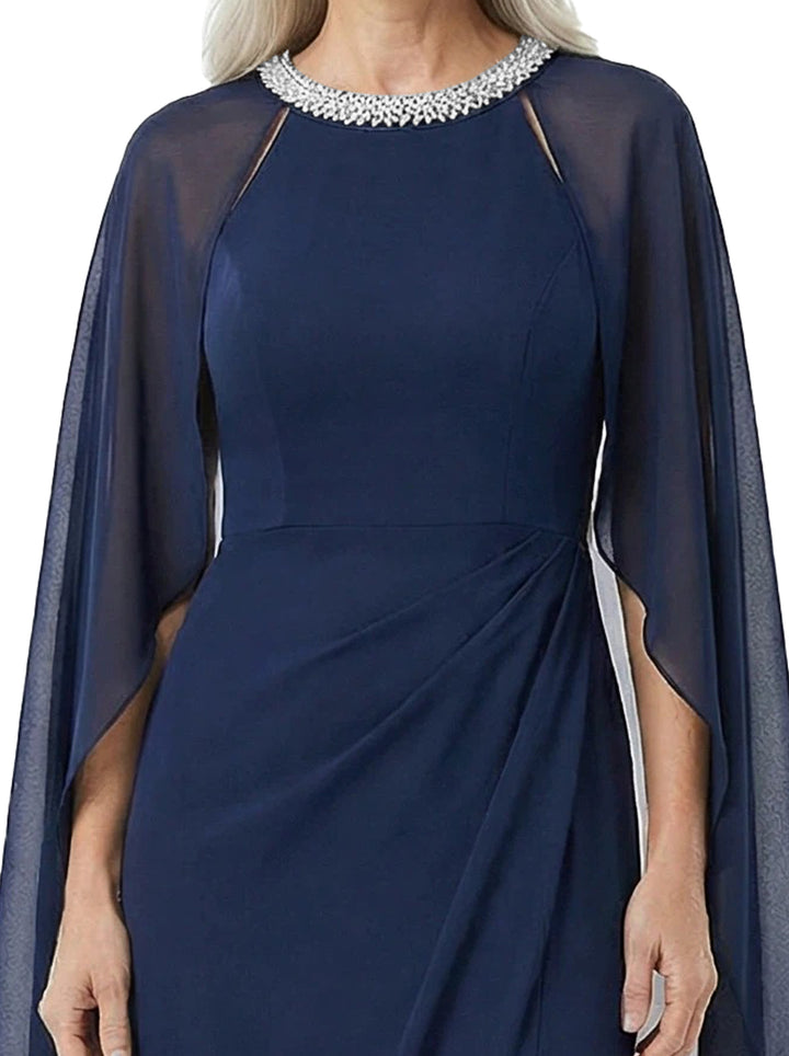 ChicSew Jewel Side Slit Overlay Layered Chiffon Floor-Length Casual Mother of the Bride Dresses