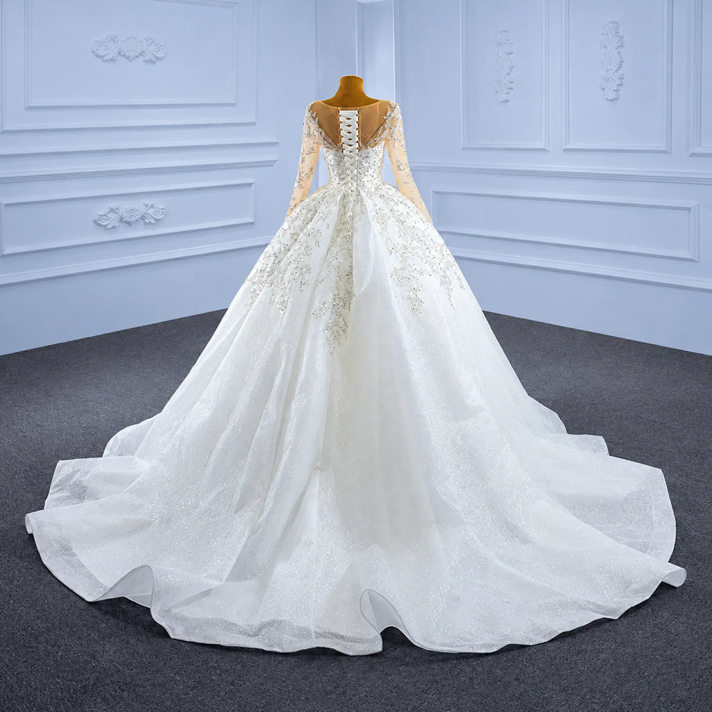 ChicSew Luxurious Long Sleeves Ball Gown Wedding Dress With Sequin