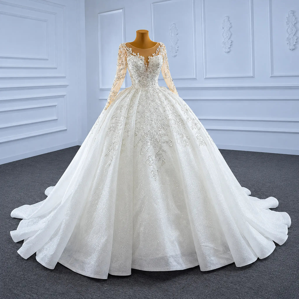 ChicSew Luxurious Long Sleeves Ball Gown Wedding Dress With Sequin