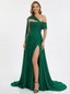 Gorgeous Asymmetrical Mermaid Side Slit Chiffon Prom Dresses with Applique