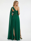 Gorgeous Asymmetrical Mermaid Side Slit Chiffon Prom Dresses with Applique