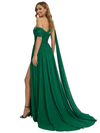 Elegant One Shoulder Side Slit Lace Ruched Mermaid Chiffon Formal Prom Dress With Waist Drape