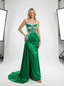 Gorgeous Sweetheart Mermaid Corset Bodice Satin Prom Dresses with Trailing