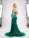 Gorgeous Sweetheart Mermaid Corset Bodice Satin Prom Dresses with Trailing