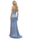 Fancy Off Shoulder Lace Corset Mermaid Maxi Prom Gown Side Slit