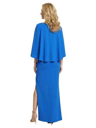 Elegant Asymmetric Sleeves Crepe Mermaid Long Mother of the Brides Dresses