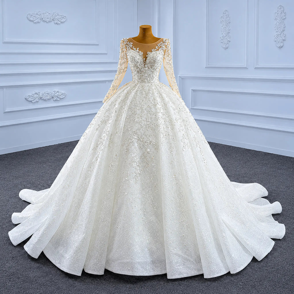 ChicSew Luxurious Long Sleeves Ball Gown Wedding Dress With Sequin