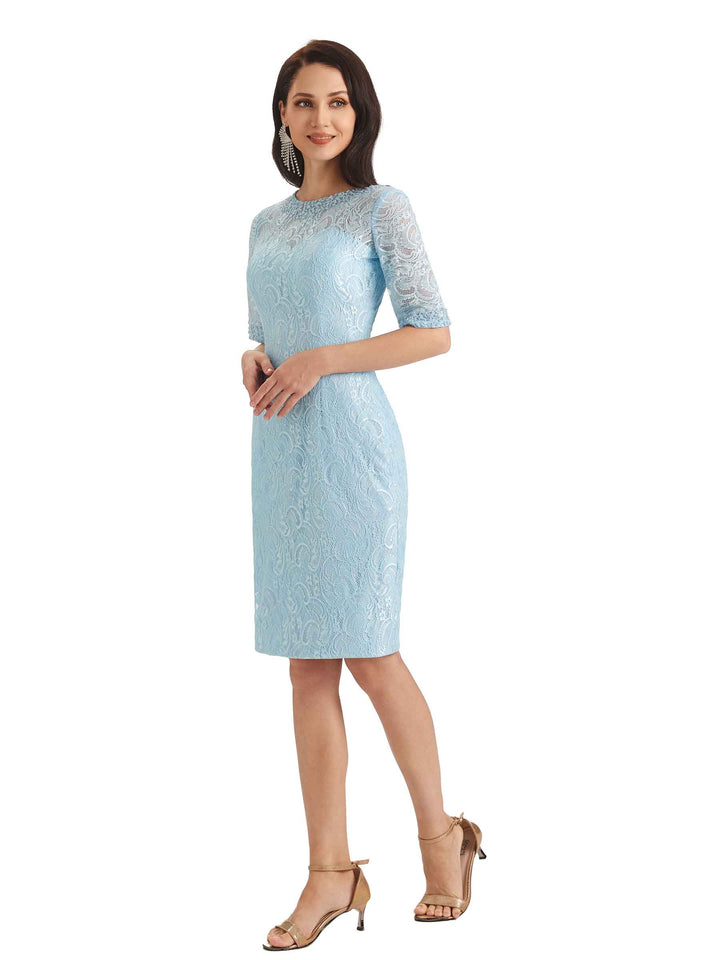 Elegant Chiffon Long Sleeves Lace Beaded Short Mother Of The Groom Dresses With Jacket