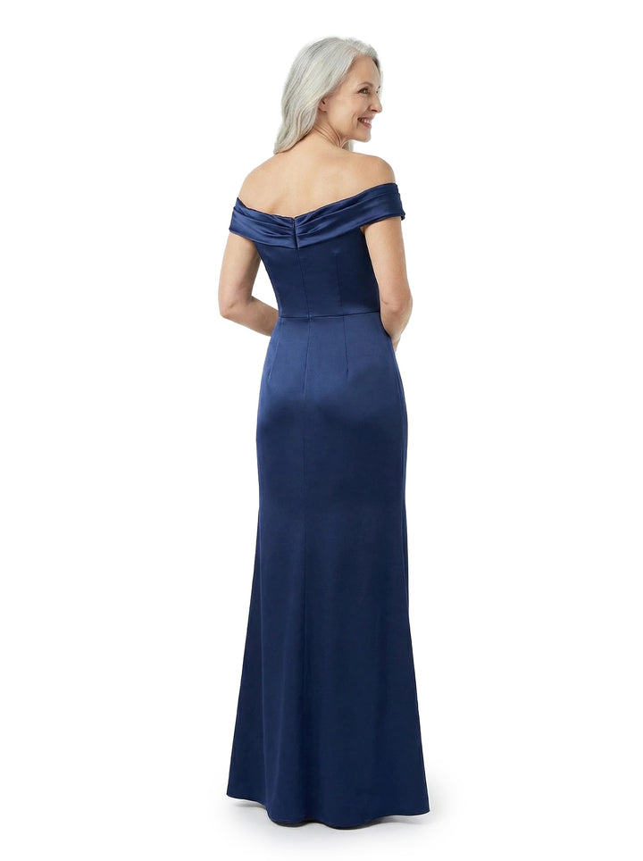 ChicSew Soft Satin Off Shoulder Mermaid Side Slit Floor Length Mother Of The Bride Gown