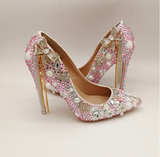 Women's Wedding Shoes Pearl Crystal High Heel Decorative Heel Bridal Shoes,H31