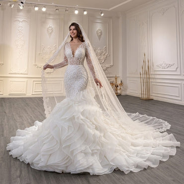 ChicSew Sparkly Mermaid Sequined Ball Gown Wedding Dress