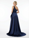 Shinning Asymmetrical A-line Ruffle Satin Prom Dresses for Evening Party