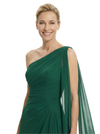 Elegant One Shoulder Ruched Chiffon Floor-Length A-Line Mother of the Groom Dresses