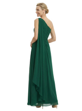 Elegant One Shoulder Ruched Chiffon Floor-Length A-Line Mother of the Groom Dresses