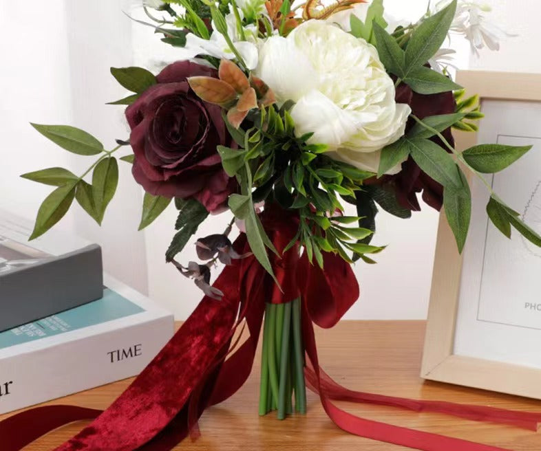 Wedding Flower For The Groom And Bride, Simulated Rose Wedding Bouquet, WF23