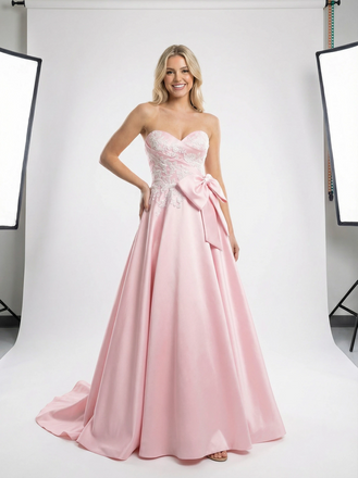 Gorgeous Sweetheart Lace Applique Bow Knot Satin A-line Party Prom Dresses