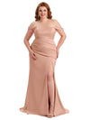 Rose Gold Off Shoulder Satin Bridesmaid Dress