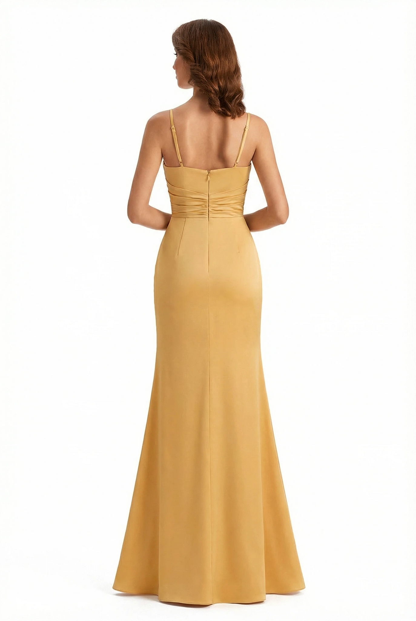 Sexy Sweetheart Sleeveless Side Slit Mermaid Ruched Satin Long Formal Dresses