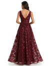 Elegant Scoop Sleeveless Floral Burnout Chiffon A-Line Formal Evening Dresses
