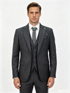 Classic 2 Piece Dark Grey Men's Suit with Regular Fit and Sophisticated Peak Lapel
