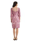 Gorgeous Lace Beaded Luxury Illusion Long Sleeves Short Mother of The Bride Dresses