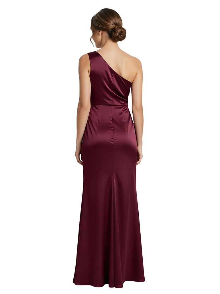 Elegant One Shoulder Satin Floor-Length Mermaid Mother Of The Bride Dresses