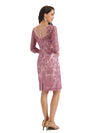 Gorgeous Lace Beaded Luxury Illusion Long Sleeves Short Mother of The Bride Dresses