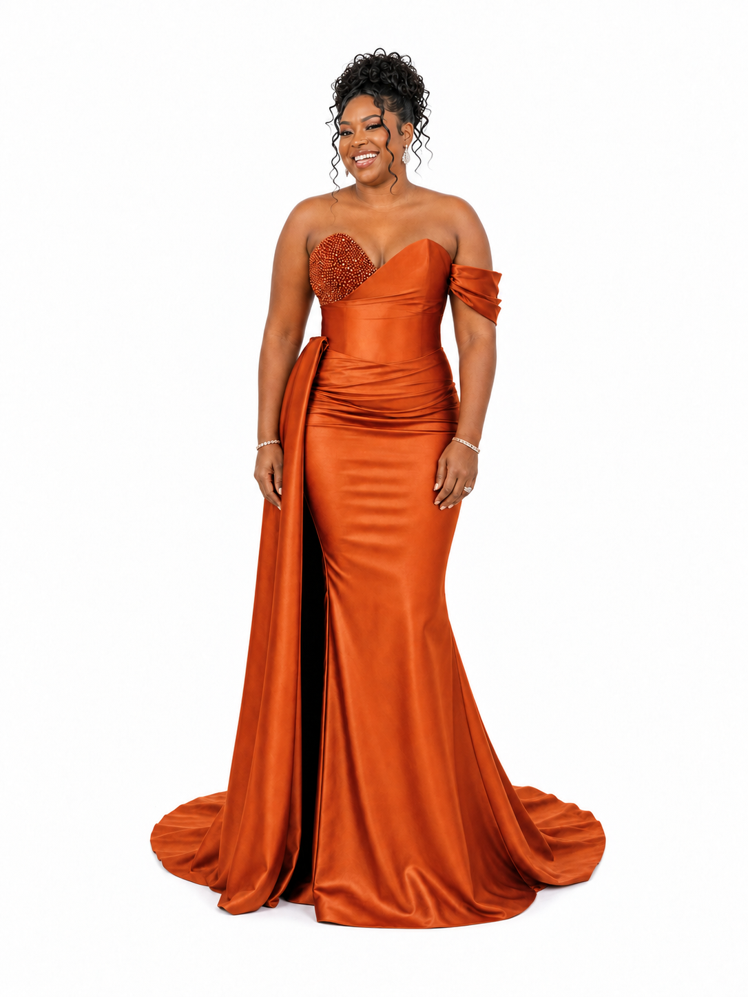 ChicSew Sexy Sweetheart Off The Shoulder Ruching Mermaid Soft Satin Long Bridesmaid Dresses