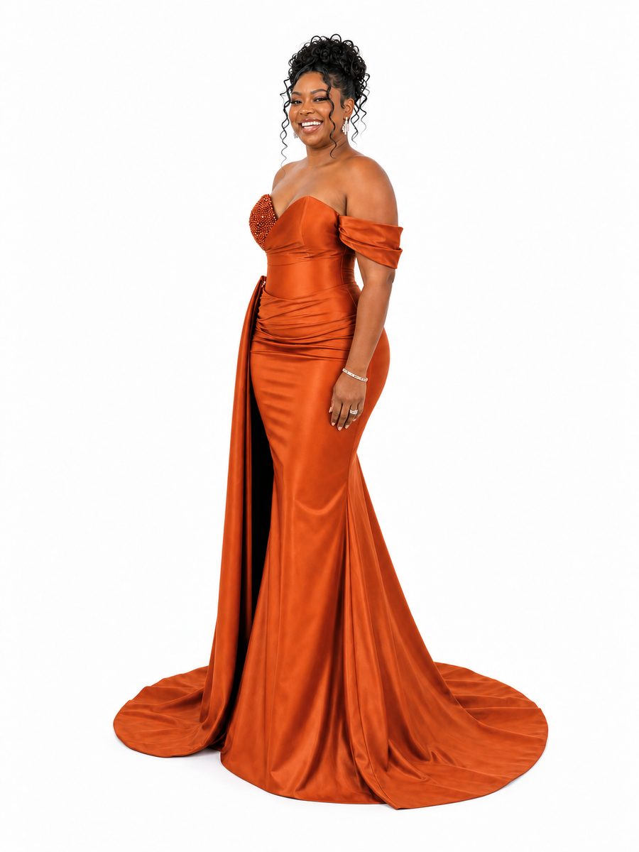ChicSew Sexy Sweetheart Off The Shoulder Ruching Mermaid Soft Satin Long Bridesmaid Dresses