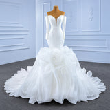 ChicSew Sparkly Mermaid Long Sleeves Ball Gown Wedding Dress