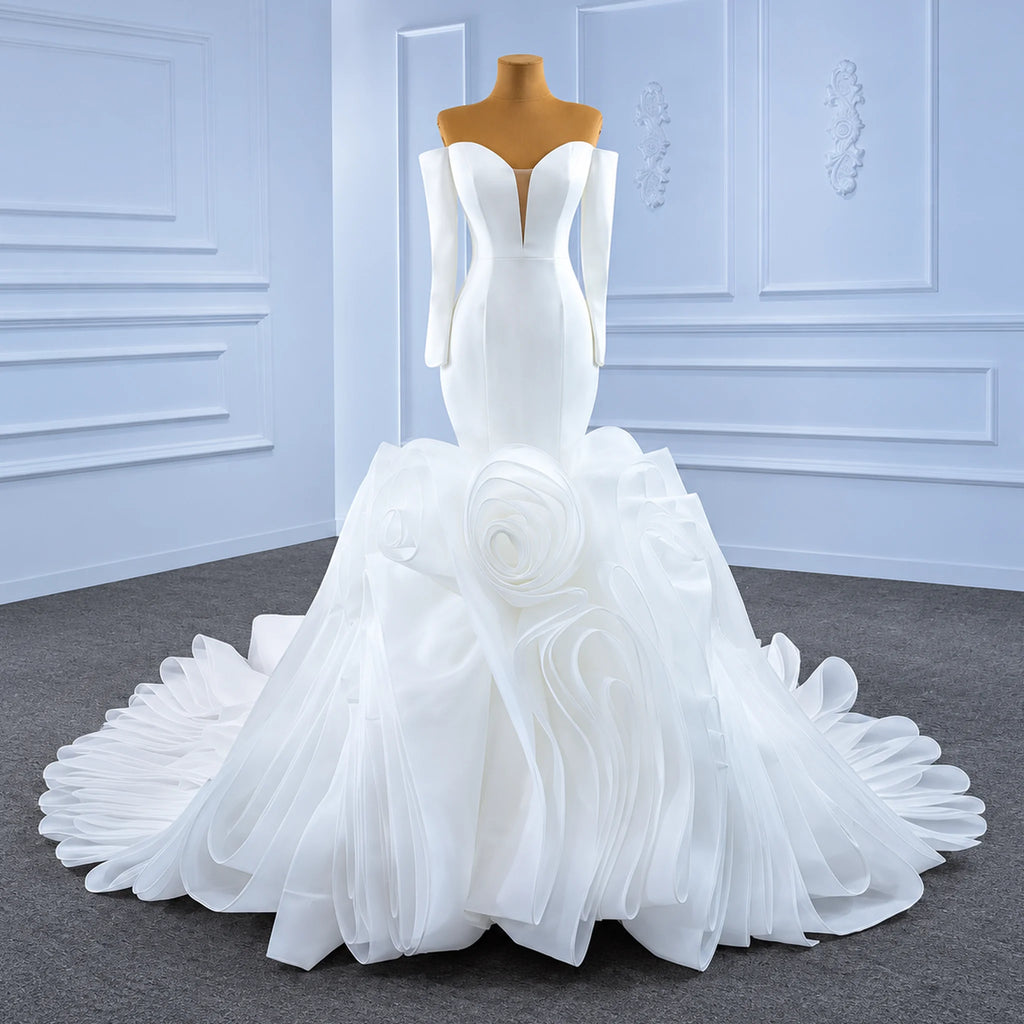ChicSew Sparkly Mermaid Long Sleeves Ball Gown Wedding Dress