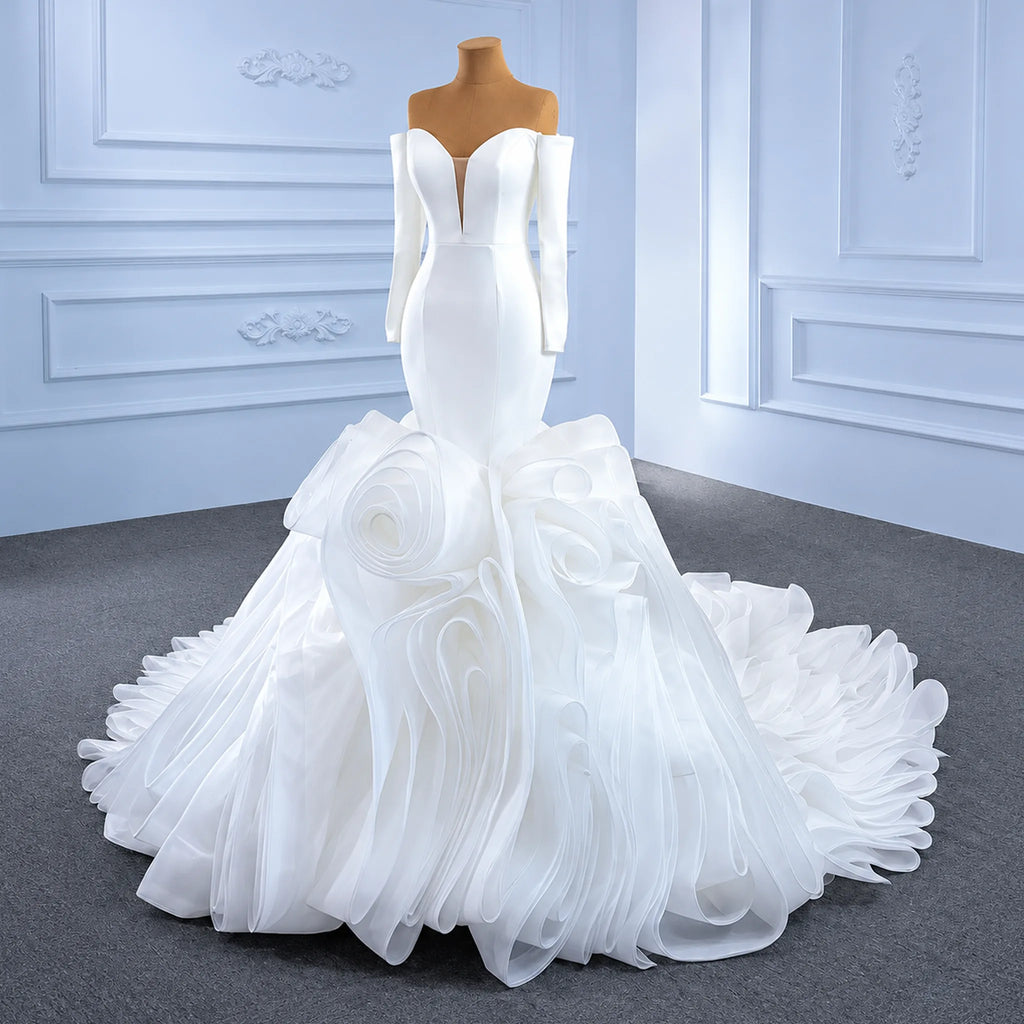 ChicSew Sparkly Mermaid Long Sleeves Ball Gown Wedding Dress