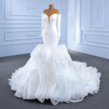 ChicSew Sparkly Mermaid Long Sleeves Ball Gown Wedding Dress