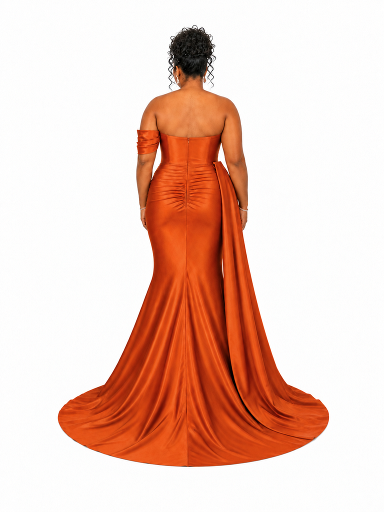 ChicSew Sexy Sweetheart Off The Shoulder Ruching Mermaid Soft Satin Long Bridesmaid Dresses