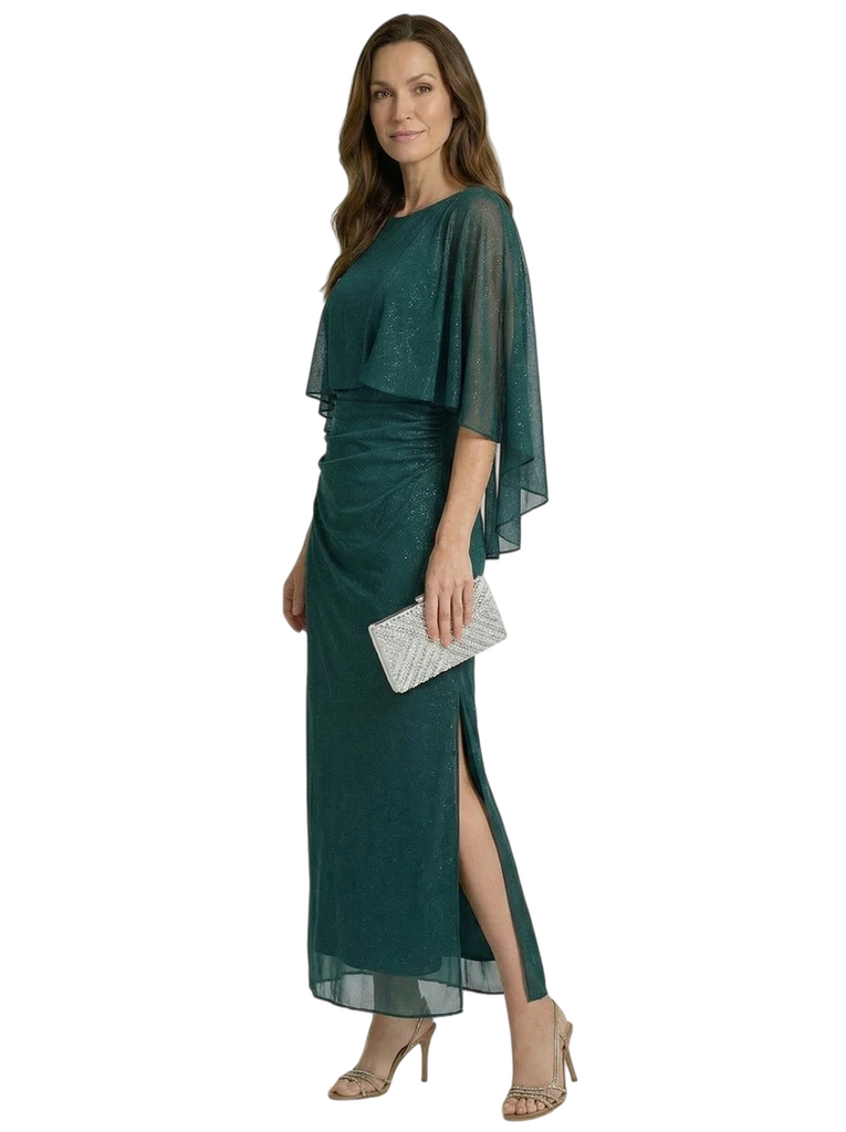 Chicsew Classy Jewel Sheath Half Sleeves Glitter Jersey Mother Of The Groom Dress