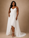 ChicSew Sexy Spaghetti Straps Chiffon A-Line High-Low Wedding Dress With Pleats
